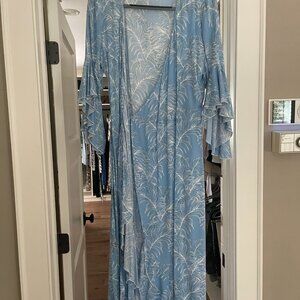 Melissa Odabash Cheryl Blue and White Tropical Dress Size L